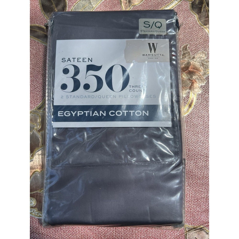 Wamsutta Sateen Pillow Cases 2 Standar Queen  350 Thread Count Egyptian Blue Jea